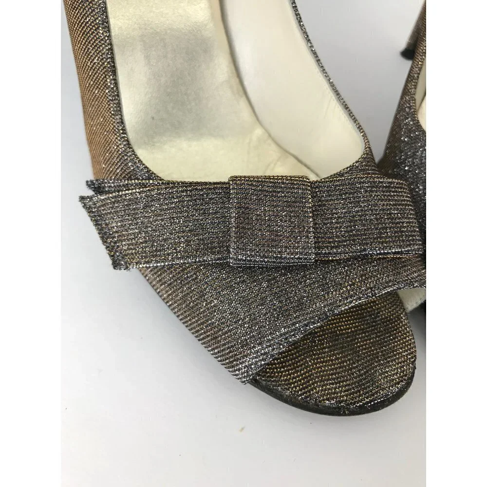 Stuart Weitzman Bronze Silver Metallic Bow Pumps Size 10M